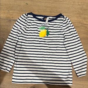 Janie and Jack Navy Striped Tee with Lemon Accent